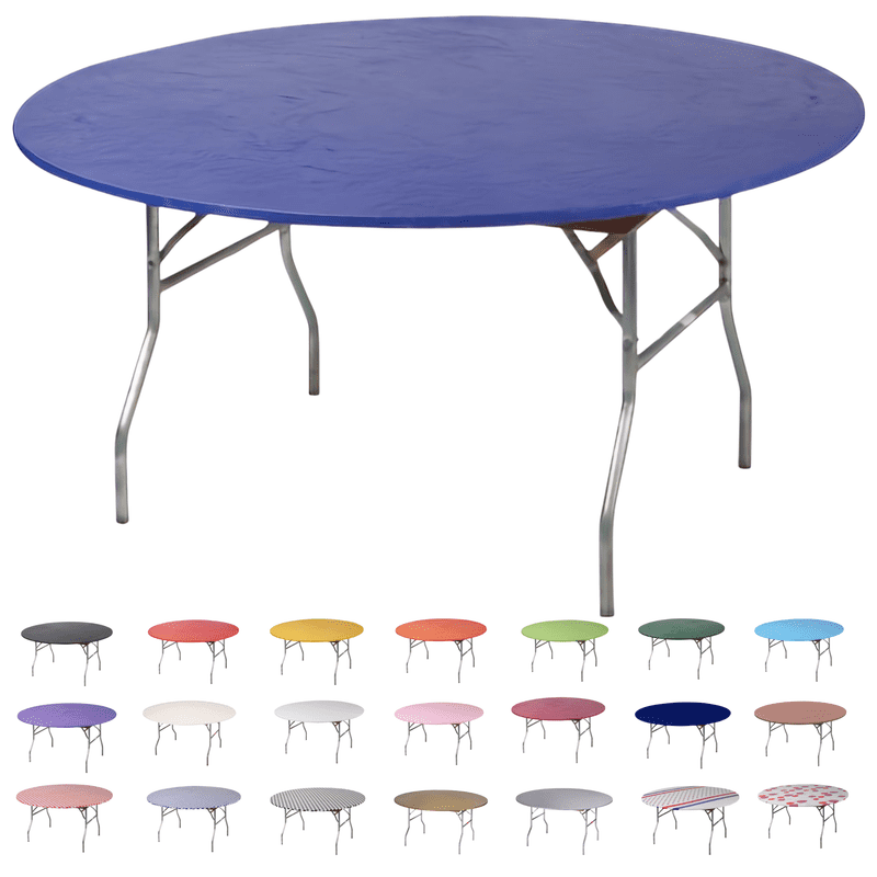 Pvc Table Topper Round Kwik-Covers Round Plastic Table Cover - 60