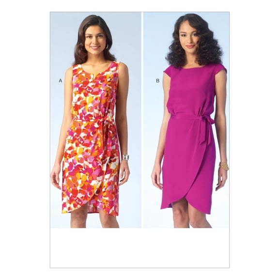 Kwik-Sew Misses' Tulip-Hem Dresses & Belt-XS-S-M-L-XL