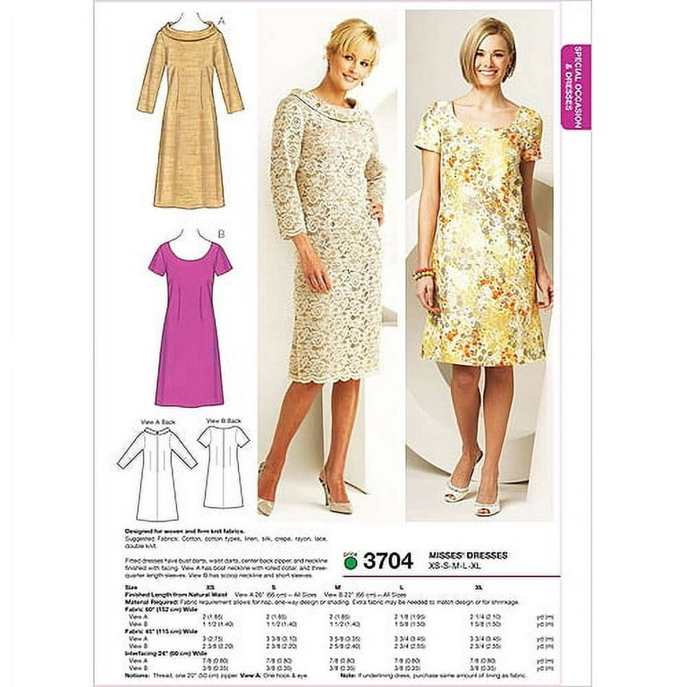 Kwik Sew Pattern Dresses, (XS, S, M, L, XL) 