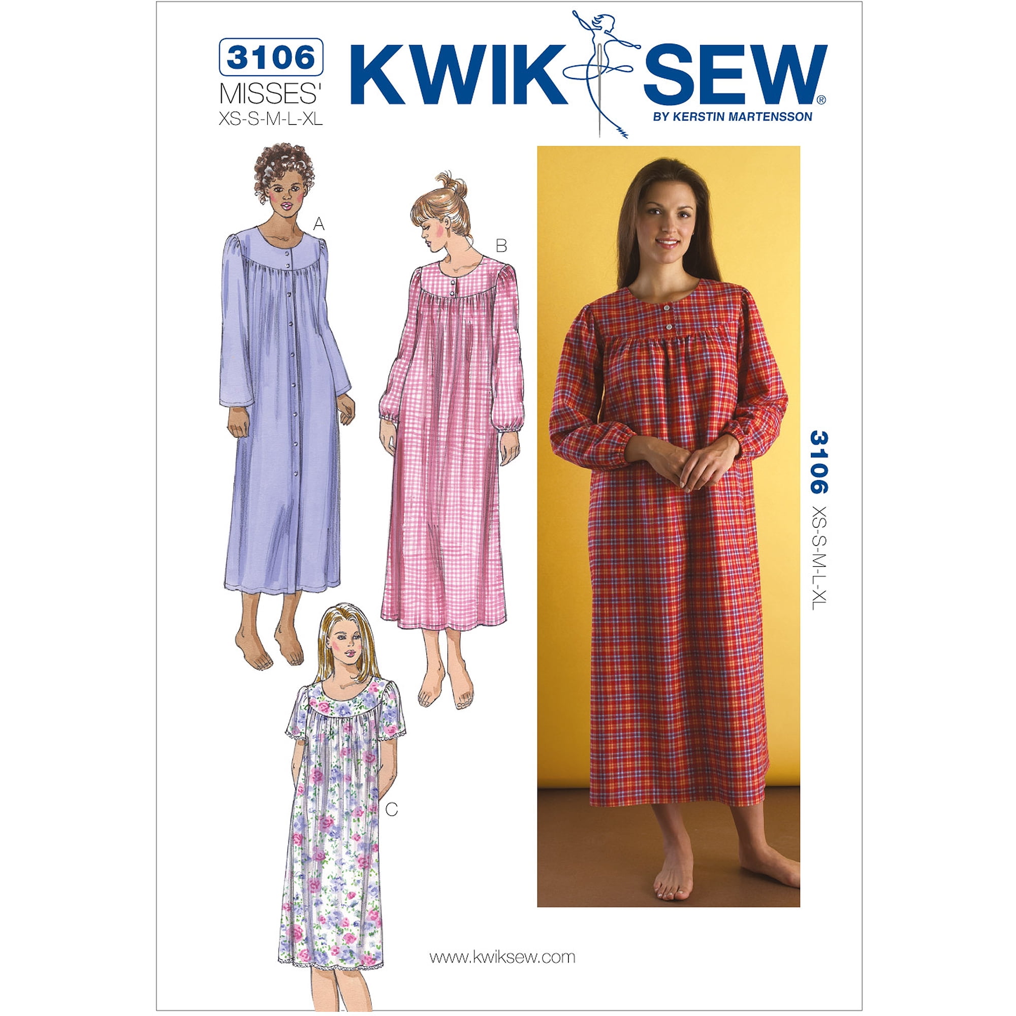 Kwik Sew Pattern Nightgowns, (XS, S, M, L, XL) - Walmart.com