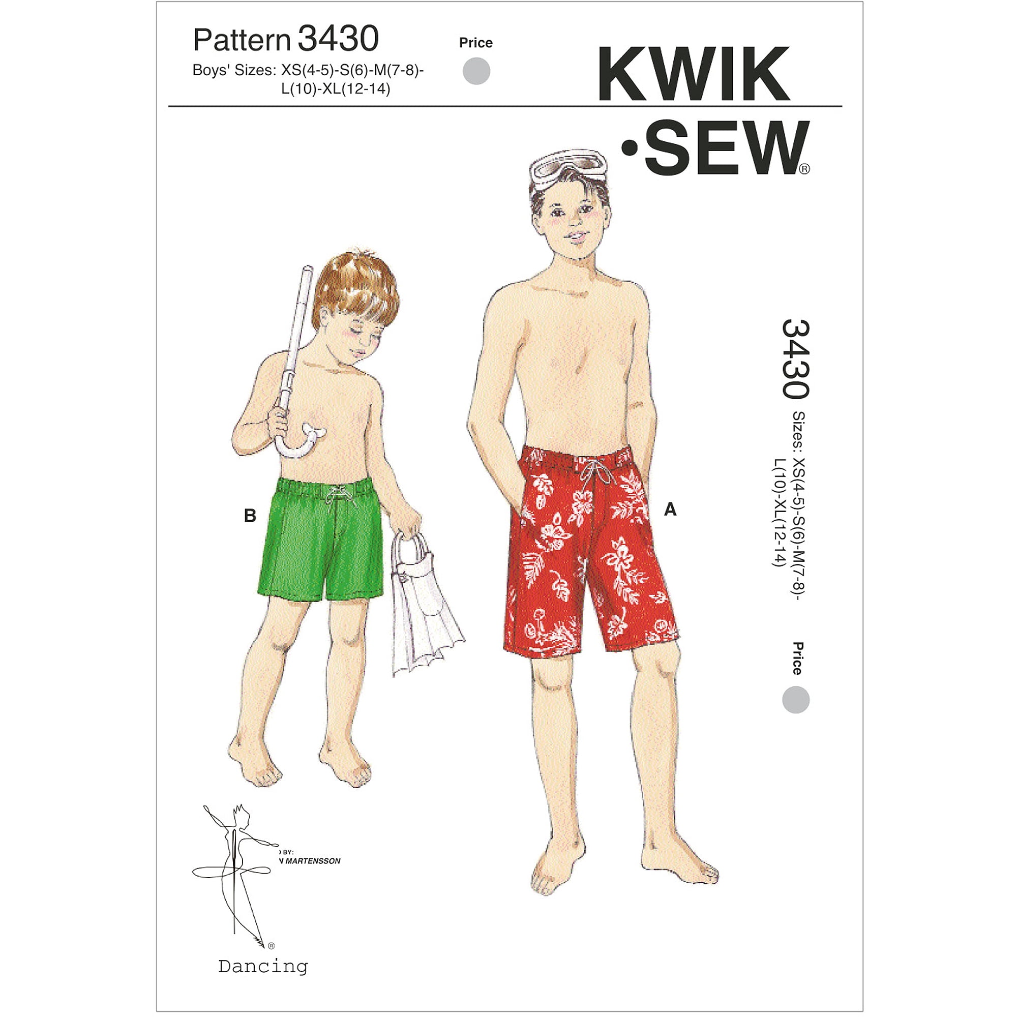 Kwik Sew Pattern Shorts, XS (4, 5), S (6), M (7, 8), L (10), XL (12)