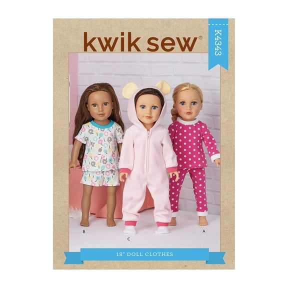 Kwik Sew Sewing Pattern 4343 - 18" Doll Clothes, Size: OS (One Size)