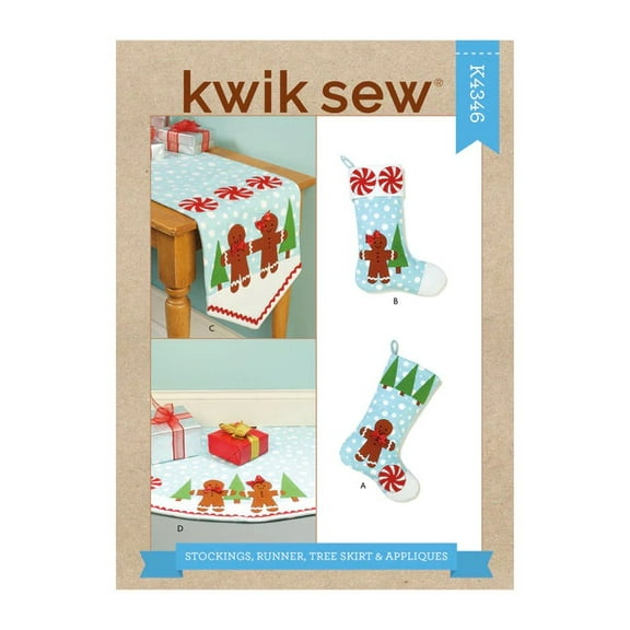 Kwik Sew Sewing Pattern 4346 - Stockings, Runner, Tree Skirt & Appliques , Size: OS (One Size)