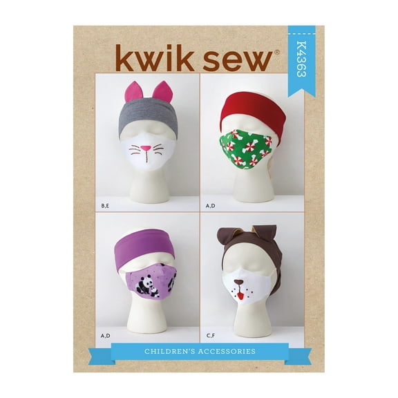 Kwik Sew Sewing Pattern 4363 - Children's Headbands, Hat and Face Coverings, Size: A (S-M-L)