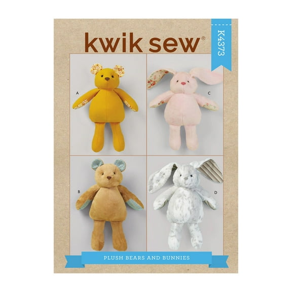 Kwik Sew Sewing Pattern 4373 - Plush Bears & Bunnies, Size: OS (One Size)