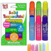 Kwik Stix Neon Paint Sticks, 6 Count, Washable, Quick-Drying, Non-Toxic, Mess-Free Kids Paint
