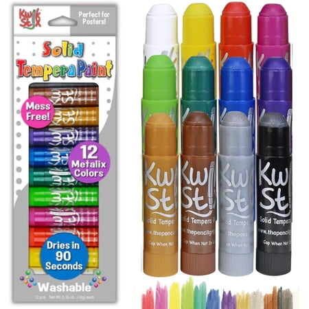 Kwik Stix Metallic Tempera Paint Sticks, 12 Count, Washable, Quick-Drying, Non-Toxic, Mess-Free