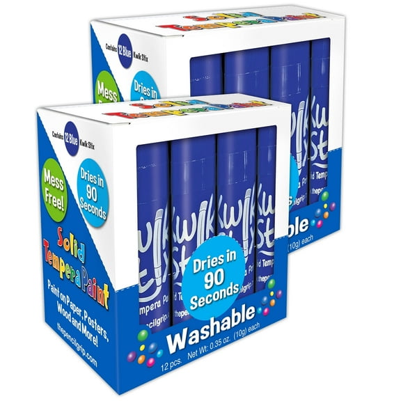 Kwik Stix Tempera Paint Sticks, Single Color Pack, Blue, 12 per Pack, 2 Packs