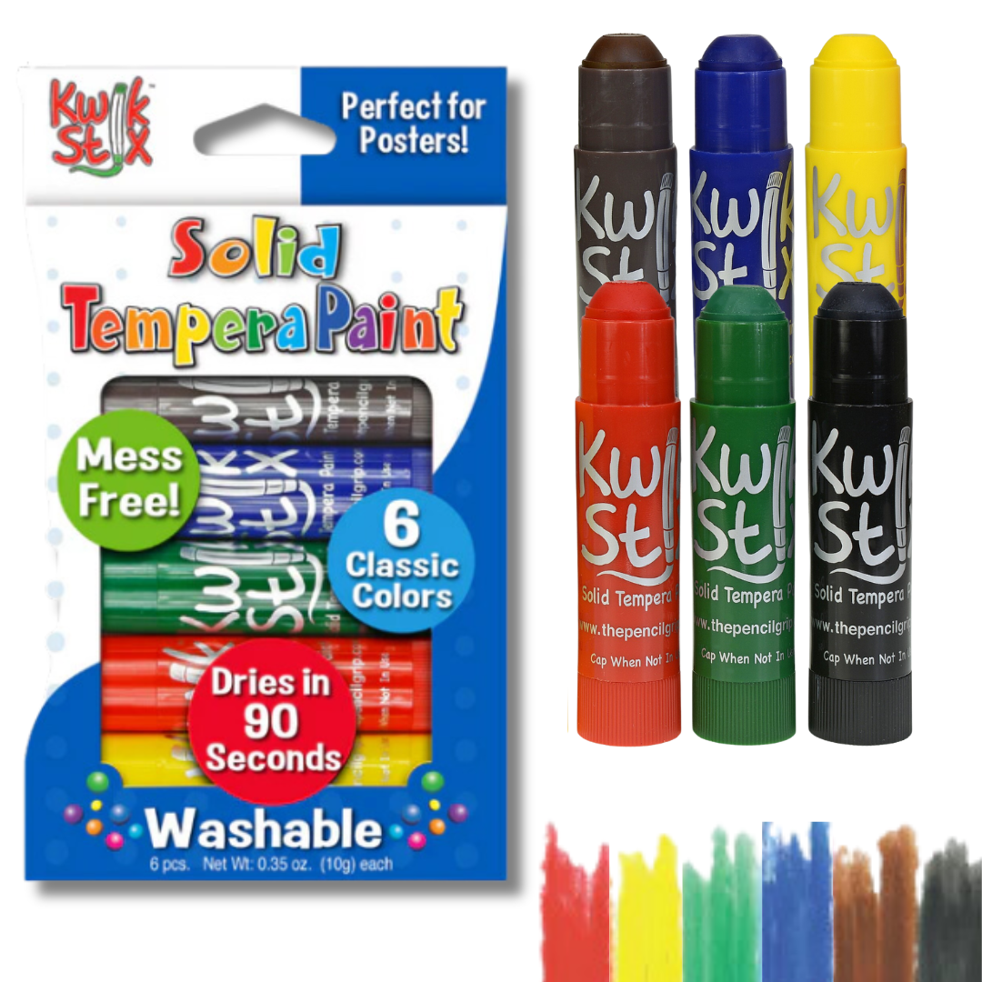 The Pencil Grip Kwik Stix - 12 Pennarelli A Tempera Solidi Bianchi - Asciugatura Rapida In 90 Secondi, Senza Acqua, Lavabili E Atossici