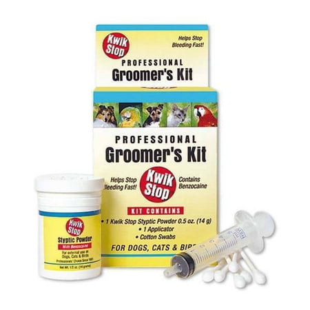 Kwik Stop Professional Pet Groomers Mobile Kit Styptic Powder Applicator & Swabs