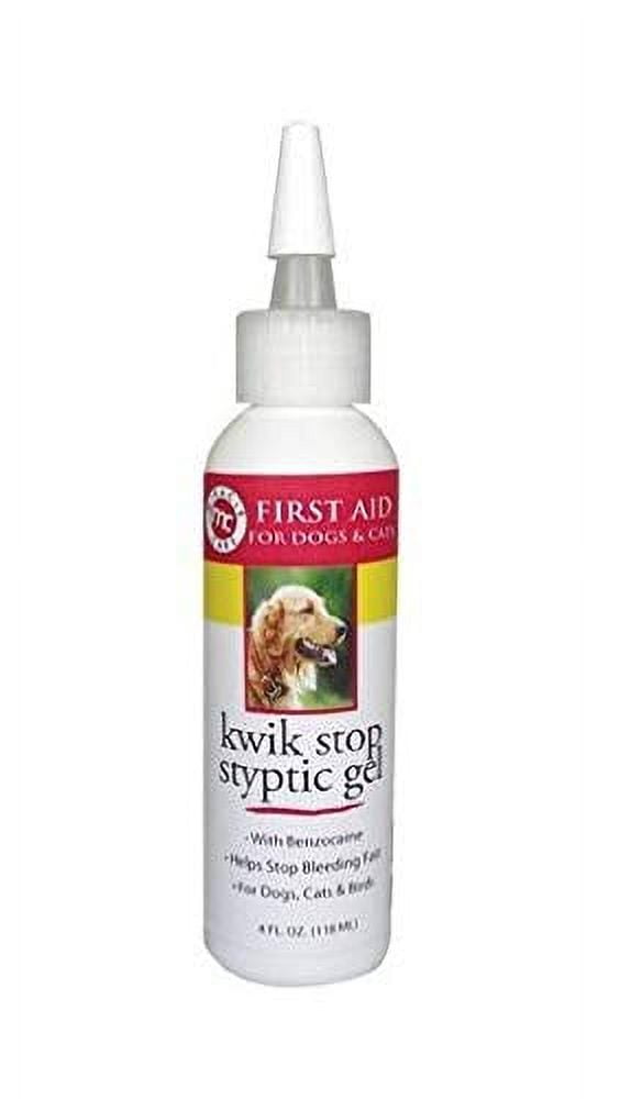 Kwik Stop Styptic Gel Benzocaine Dog Grooming Injury Barrier 4oz Applicator Top