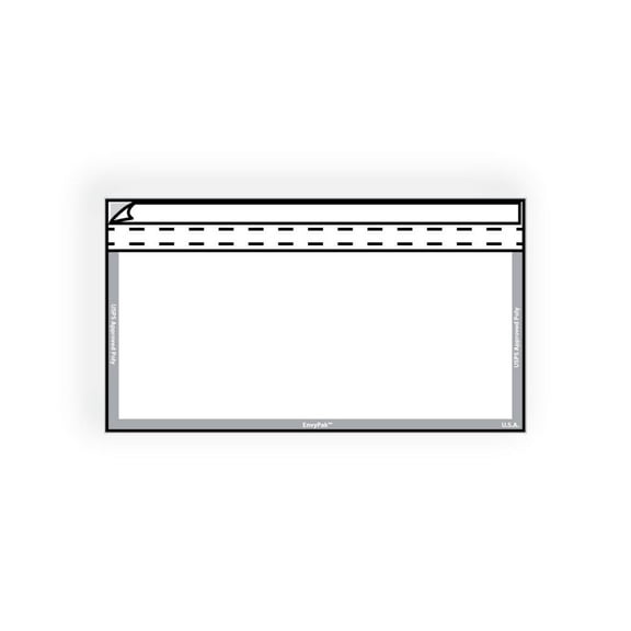 Kwik-Tak Booklet, 4-3/16"x 9-1/2", Clear Polypropylene, White Imprint Border:"EnvyPak"&"USPS Approved Poly"(Box of 1200)