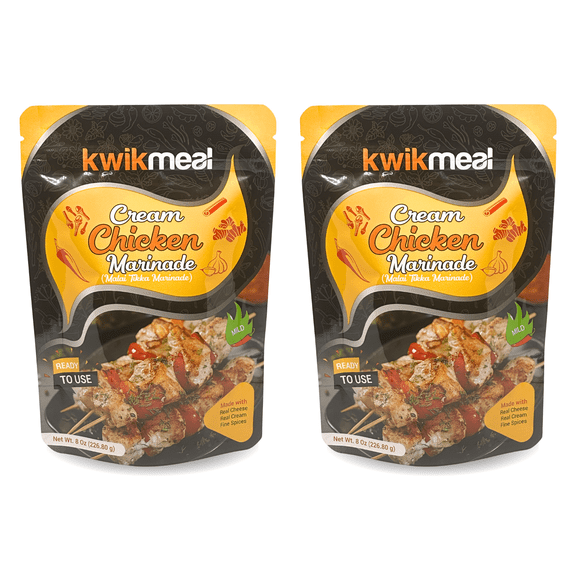KwikMeal Malai Tikka Marinade 2 Pack, 8 oz Each Creamy Indian Chicken BBQ Paste, Mild & Ready to Use for Grill, Oven & Air Fryer