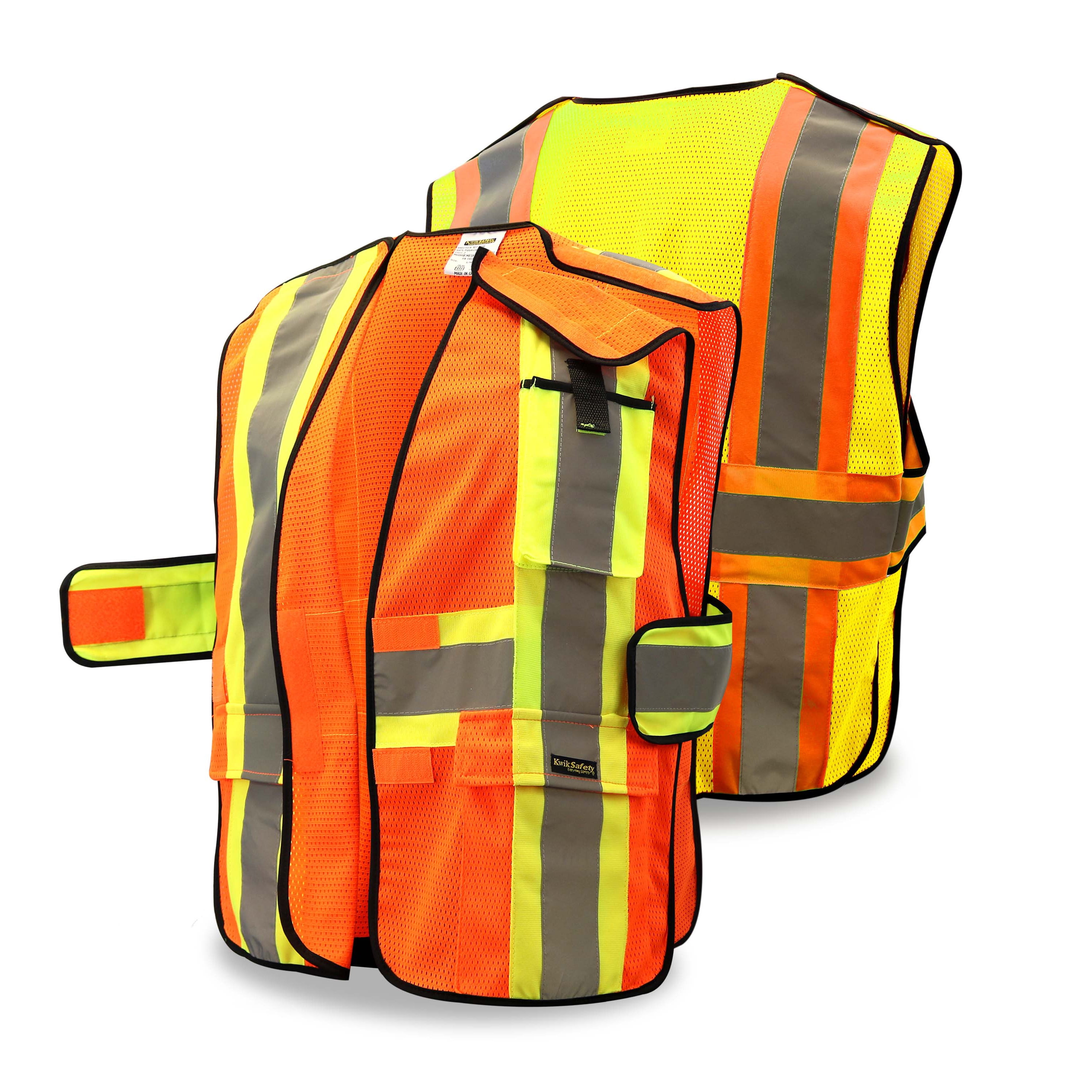 KwikSafety HighwayBOSS Class 3 Safety Vest, Orange, Medium – ANSI/OSHA Compliant, 8 Pockets, Reflective Tape For High Visibility