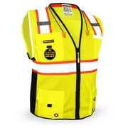KwikSafety (Charlotte, NC) BIG KAHUNA Safety Vest (11 Pockets) ANSI Class 2 OSHA Reflective High Visibility Heavy Duty Surveyor Construction Mesh Hi Vis Zipper Men/Men's Work Gear | Yellow Extra Large
