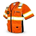 thumbnail image 1 of KwikSafety (Charlotte, NC) EXECUTIVE Safety Vest (10 Pockets) Class 3 ANSI OSHA High Visibility Reflective Heavy Duty Mesh Zipper HiVis Construction Work Site HiViz Men Women | Orange Small, 1 of 6