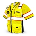 thumbnail image 1 of KwikSafety (Charlotte, NC) EXECUTIVE Safety Vest (10 Pockets) Class 3 ANSI OSHA High Visibility Reflective Heavy Duty Mesh Zipper HiVis Construction Work Site HiViz Men Women | Yellow Large, 1 of 6