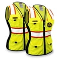 thumbnail image 1 of KwikSafety (Charlotte, NC) FIRST LADY | 2 PACK | Safety Vest for Women (Solid REFLECTIVE TAPE) 9 Pockets Premium Class 2 Custom High Visibility ANSI OSHA Fitted Work with Zipper | Yellow Large, 1 of 6