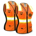 thumbnail image 1 of KwikSafety (Charlotte, NC) FIRST LADY | 2 PACK | Safety Vest for Women (Solid REFLECTIVE TAPE) 9 Pockets Premium Class 2 Custom High Visibility ANSI OSHA Fitted Work with Zipper | Orange Extra Large, 1 of 6