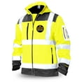 thumbnail image 1 of KwikSafety (Charlotte, NC) GALAXY SoftShell Safety Jacket (LIMITED EDITION PATTERN) Class 3 Hi Visibility Water Resistant ANSI OSHA Reflective Hoodie Winter Construction Gear Men | Yellow Large, 1 of 6
