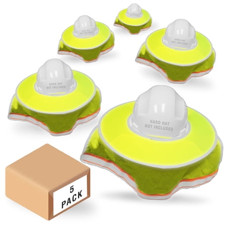 KwikSafety (Charlotte, NC) LORD VADER Hard Hat Sun Shade (5 PACK) ANSI OSHA High Visibility Cooling Mesh Contrasting Reflective FULL BRIM Foldable Hi Vis Neck Protection Construction Helmet Sun Shield