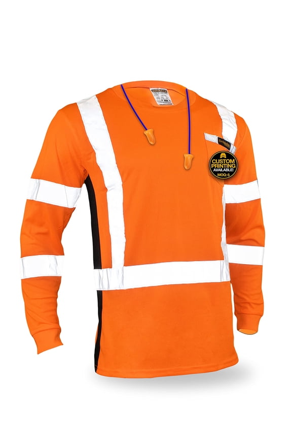 KwikSafety (Charlotte, NC) OPERATOR Long Sleeve Safety Shirt (w/ POCKET & Solid Reflective Tape) Class 3 ANSI OSHA Custom High Visibility Construction Security Hi Viz Clothing Gear Men | Orange XL