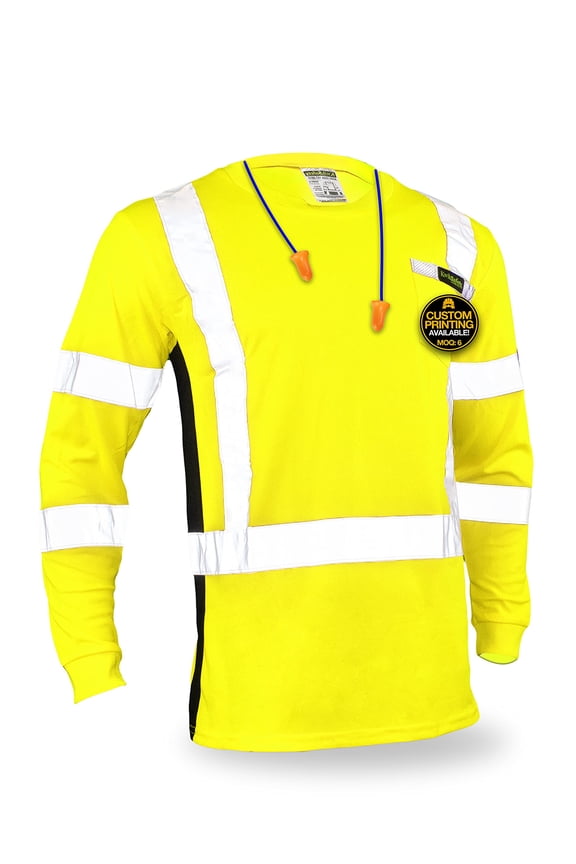 KwikSafety (Charlotte, NC) OPERATOR Long Sleeve Safety Shirt (w/ POCKET & Solid Reflective Tape) Class 3 ANSI OSHA Custom High Visibility Construction Security Hi Viz Clothing Gear Men | Yellow Small