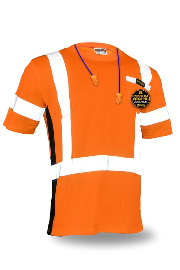 KwikSafety (Charlotte, NC) OPERATOR Short Sleeve Safety Shirt (w/ POCKET & Solid Reflective Tape) Class 2 ANSI OSHA High Visibility Construction Security Hi Viz Clothing Workwear Men | Orange Large