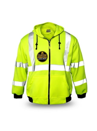 Vekdone Safety Reflective Jacket for Men High Visibility Work Reflective Construction Jackets Waterproof Hoodie with Pocket, Men's, Size: XL, Yellow