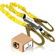 KwikSafety (Charlotte, NC) PYTHON 2 PACK (External Shock Absorber) Double Leg 6ft Safety Lanyard OSHA ANSI Fall Protection Restraint Equipment Snap Rebar Hook Connectors Construction Arborist Roofing