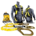 thumbnail image 1 of KwikSafety (Charlotte, NC) PYTHON (COMBO) Safety Lanyard, 3 D-Ring Harness | Double Leg 6 ft ANSI OSHA Roofing Fall Protection External Shock Absorber Construction Equipment Restraint Snap Hook, 1 of 8