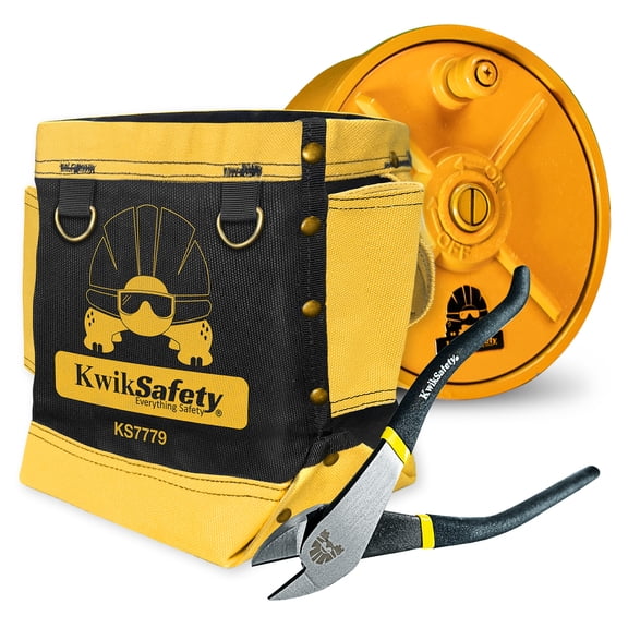 KwikSafety (Charlotte, NC) RedIRON Bolt Bag [KIT | DIAGONAL PLIERS] Heavy-Duty Canvas + Reinforced Stitching Ironworker Bag | Tool, Bull-Pin & Bolt Pouch w/ Belt Loop Tunnel Connection | Black/Gold