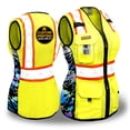 thumbnail image 1 of KwikSafety (Charlotte, NC) TIGER QUEEN Safety Vest for Women (IRIDESCENT Design) 9 Pockets Premium Class 2 Custom High Visibility ANSI OSHA Reflective Construction with Zipper | Yellow Small, 1 of 6