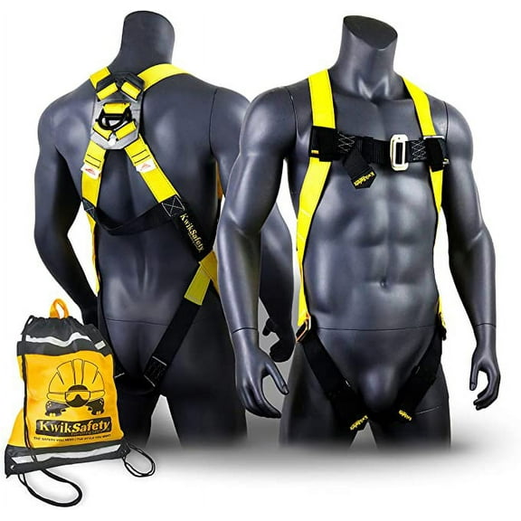 KwikSafety (Charlotte, NC) TORNADO 1D Fall Protection Full Body Safety Harness | OSHA ANSI Industrial Roofing Tool Personal Protection Equipment | Construction Carpenter Scaffolding Contractor