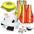 thumbnail image 1 of KwikSafety (Charlotte, NC) TORTOISE SHELL PPE KIT (16 Vents) Full Brim ANSI Hard Hat, Safety Glasses, Vests, Tool Lanyard, Sunshade, Sweatbands, Earplugs Construction PPE Gear, Type1, Class C, WHITE, 1 of 8
