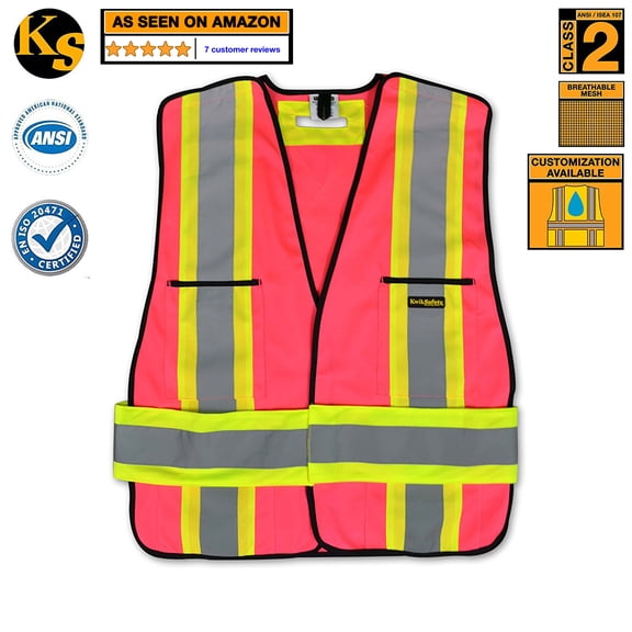 KwikSafety Class 2 Five Point Breakaway Pink Safety Vest - Extra Large