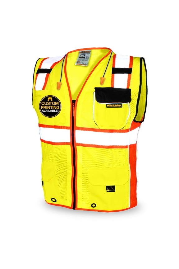 KwikSafety SUPREME Hi Vis Reflective ANSI PPE Surveyor Class 2 Safety Vest (L/XL)