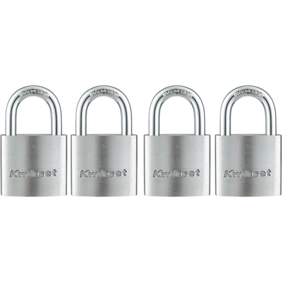 Kwikset 1-1/2" Aluminum Padlock KA with 7/8" Shackle, 4-Pack