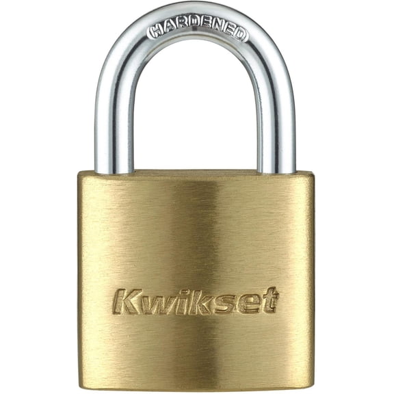 Kwikset 1-3/16" Brass Padlock with 5/8" Shackle
