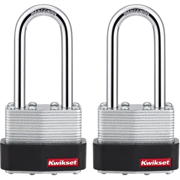Kwikset 1-3/4" Laminated Padlock KA with 2" Shackle, 2-Pack
