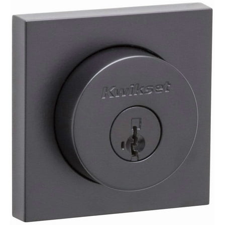 Kwikset 158Sqt-S.Strkp Halifax Square Rose Single Cylinder Deadbolt Smartkey - Black