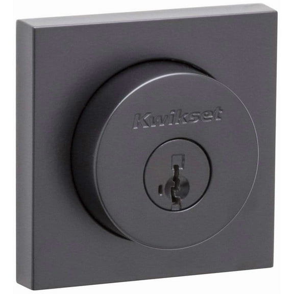 Kwikset 158Sqt-S.Strkp Halifax Square Rose Single Cylinder Deadbolt Smartkey - Black