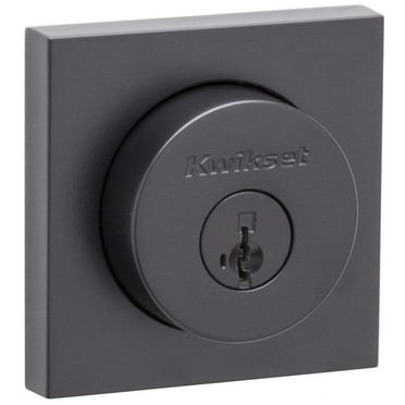 Kwikset 158Sqt-S.Strkp Halifax Square Rose Single Cylinder Deadbolt Smartkey - Black