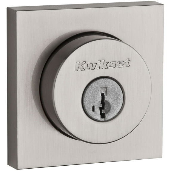 Kwikset 158Sqt-S.Strkp Halifax Square Rose Single Cylinder Deadbolt Smartkey - Nickel