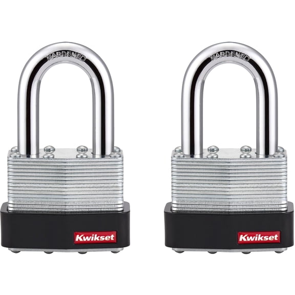Kwikset 2" Laminated Padlock KA with 1-1/2" Shackle, 2-Pack