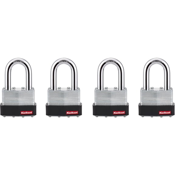 Kwikset 2" Laminated Padlock KA with 1-1/2" Shackle, 4-Pack