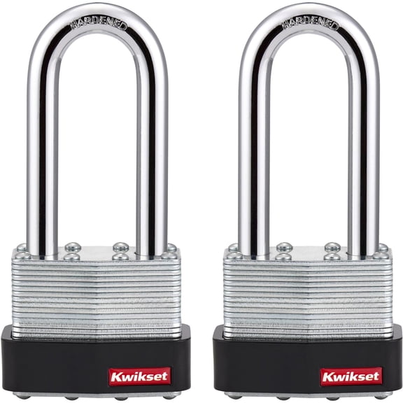 Kwikset 2" Laminated Padlock KA with 2-1/2" Shackle, 2-Pack