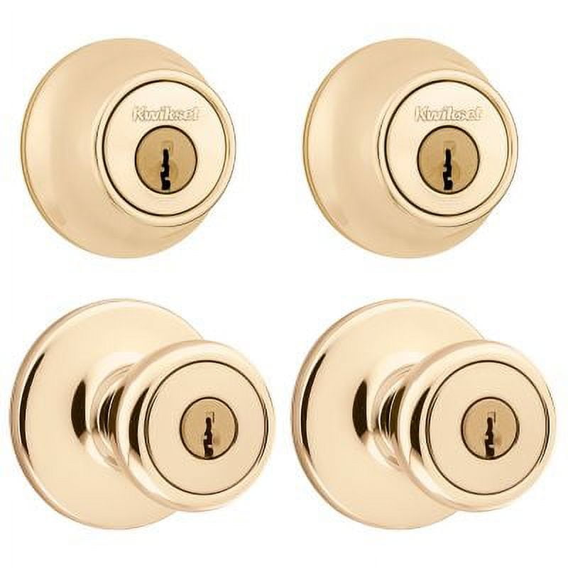 Kwikset 242 Tylo Entry Knob and Single Cylinder Deadbolt Project Pack in Antique Brass by Kwikset - 3