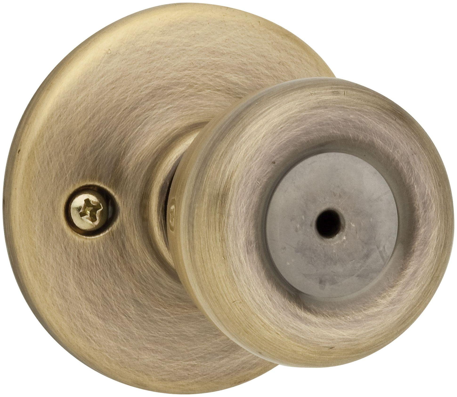 Kwikset 300T-5V1 Tylo Knob Privacy Door Lock with 6Al Latch and Rcs Strike Antique Brass Finish