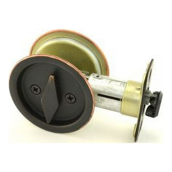 Kwikset 335-11P Round Pocket Door Lock Pocket in Venetian Bronze
